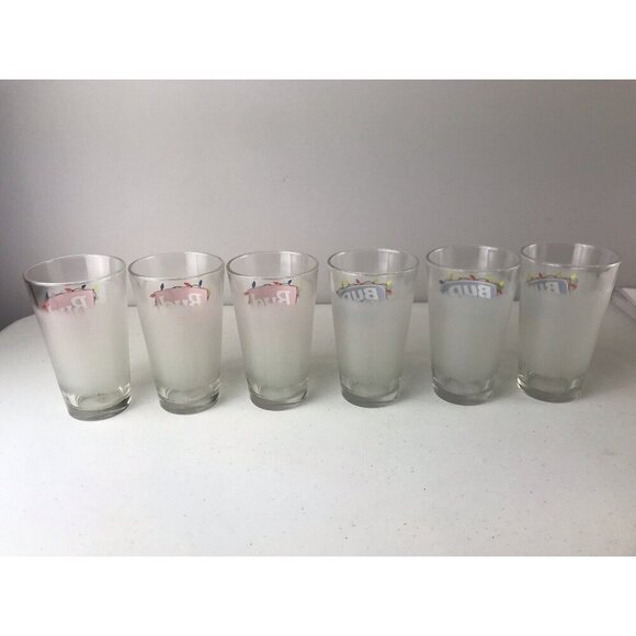 Set Of 6 Budweiser Seasons Greetings Bud King Of Beers & Bud Light Glasses - Picture 6 of 7